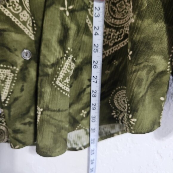 Vtg Susan Graver Shirt Womens 3X Green Paisley Button Up Long Sleeve Blouse - Picture 6 of 7